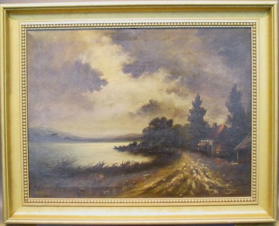 Lot 66 - Mazur 20th Century HOUSE BY THE LAKE Signed...