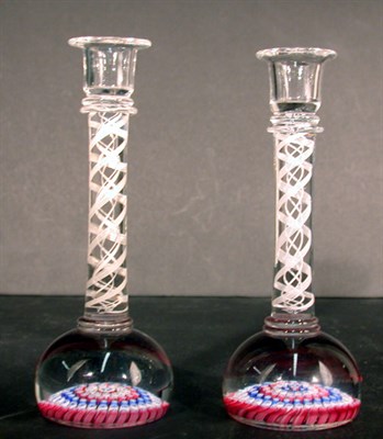 Lot 588 - Pair of Millefiore Glass Candlesticks