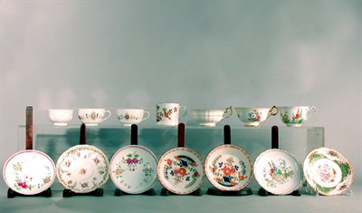 Lot 579 - Group of Seven Porcelain Teacups and Saucers...