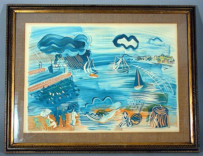 Lot 207 - After Raoul Dufy BOATS AT LE HAVRE Color...