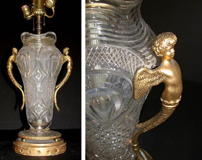 Lot 661 - Empire Style Gilt-Metal and Cut Glass Lamp