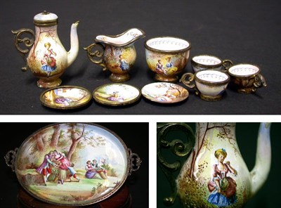 Lot 686 - Vienna Enamel Miniature Tea Service Comprising...