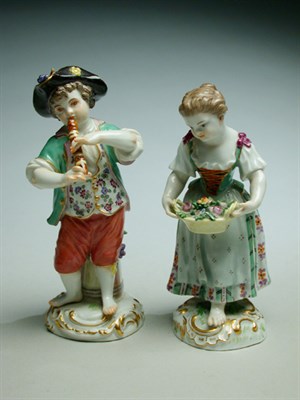 Lot 669 - Pair of Meissen Porcelain Figures Each of a...
