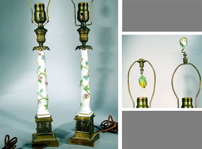 Lot 729 - Pair of Gilt-Bronze Mounted Porcelain Lamps...