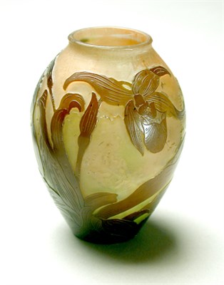 Lot 129 - Galle Cameo Glass Vase Of ovoid form, cut with...