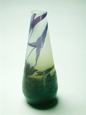 Lot 180 - Galle Cameo Glass Vase Of tapering cylindrical...