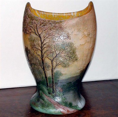 Lot 142 - Legras Enameled Cameo Glass Vase Of goblet...