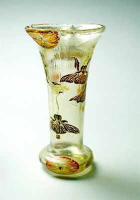 Lot 143 - Galle Enameled Cameo Glass Vase Of trumpet...