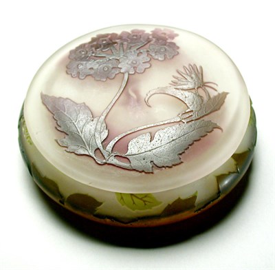 Lot 148 - Galle Cameo Glass Covered Bowl Cut with purple...
