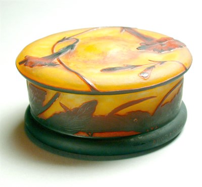 Lot 145 - Galle Cameo Glass Covered Bowl With cranberry...