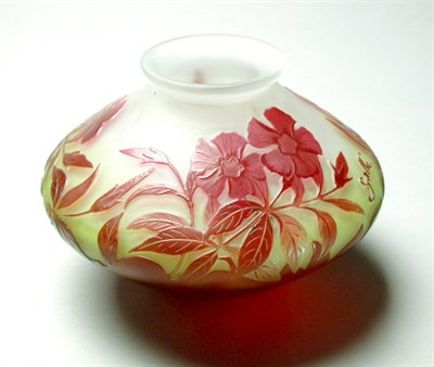 Lot 150 - Galle Cameo Glass Vase Of flattened spherical...