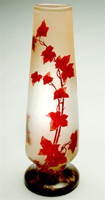 Lot 167 - Legras Enameled Cameo Glass Vase Of footed...