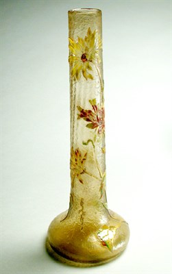 Lot 165 - Galle Enameled Cameo Glass Vase Of tapering...