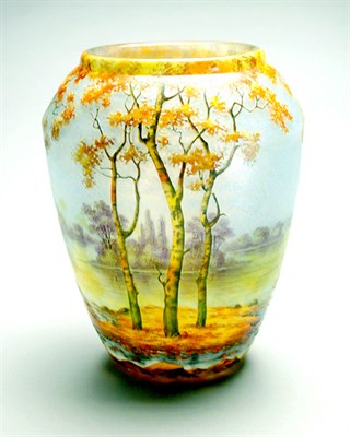 Lot 140 - Daum Nancy Enameled Cameo Glass Vase Of...