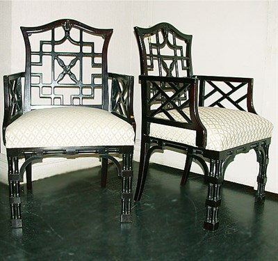 Lot 504 - Pair of George III Style Painted Lattice Work...
