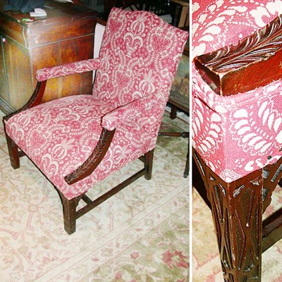 Lot 213 - George III Style Upholstered Mahogany Armchair