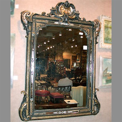 Lot 468 - Louis XV Style Painted and Parcel Gilt Mirror