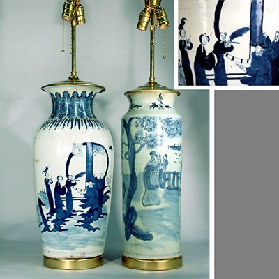 Lot 158 - Two Chinese Blue and White Porcelain Vases...
