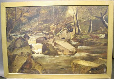 Lot 106 - Winpham 19th Century ANGLER IN A STREAM...