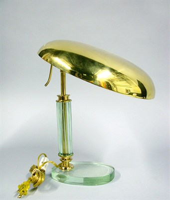 Lot 134 - Italian Brass and Glass Lamp