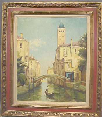 Lot 3 - 20th Century School VENETIAN CANAL Oil on...