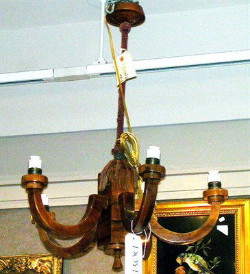 Lot 285 - French Art Deco Carved Wood Five-Light...