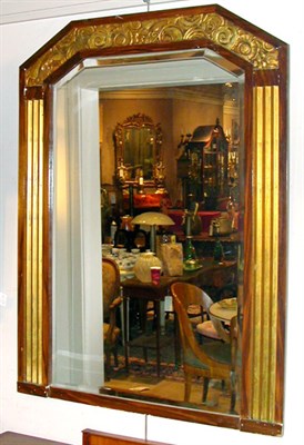 Lot 261 - Art Deco Mahogany and Gilt Carved Wood Mirror...