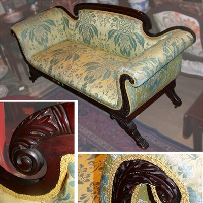 Lot 717 - Classical Style Upholstered Mahogany Settee