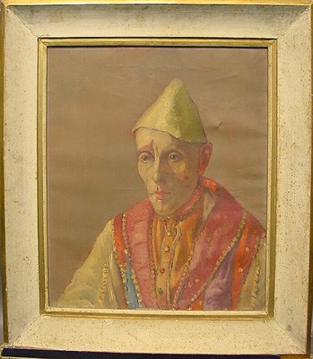 Lot 43 - French School 20th Century CLOWN Dated and...