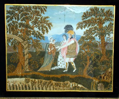Lot 350 - Silk and Chenille Needlework Picture Early...