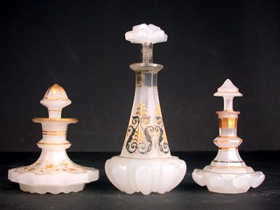Lot 598 - Group of Three Enamel Decorated Opaline Glass...