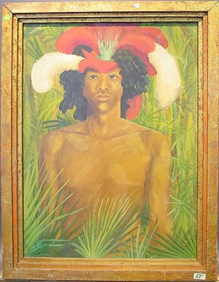 Lot 12 - 20th Century School ISLAND MAN WITH HEADDRESS...