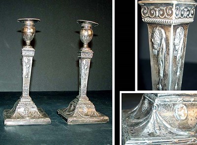 Lot 548 - Pair of English Silver Candlesticks London,...