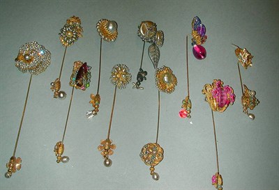 Lot 403 - Group of Miriam Haskell Stickpins 1940s/50s Of...
