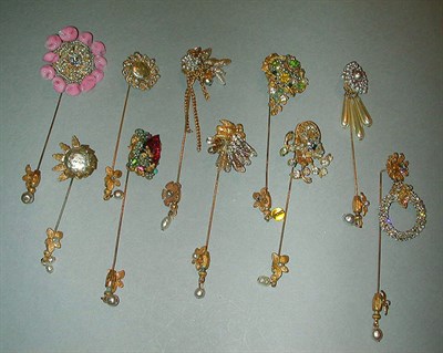 Lot 391 - Group of Miriam Haskell Stickpins 1940s/50s Of...