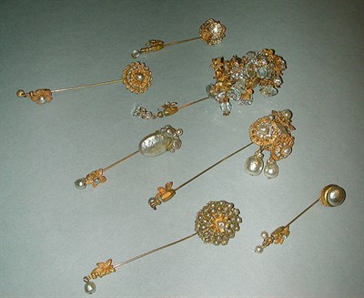Lot 393 - Group of Miriam Haskell Stickpins 1940s/50s...