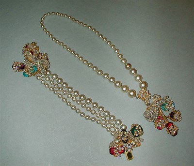 Lot 396 - Miriam Haskell Pearl and Multicolored Stone...