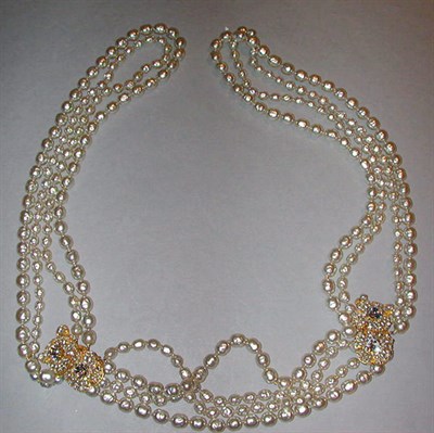 Lot 401 - Miriam Haskell Pearl Double Lariat 1950s Two...