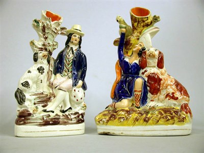 Lot 140 - Two Staffordshire Pottery Spill Vases 19th...