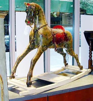 Lot 438 - Victorian Painted Rocking Horse With red...