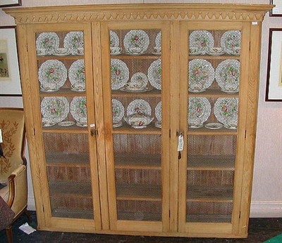 Lot 225 - Georgian Style Pine Three-Door Bookcase