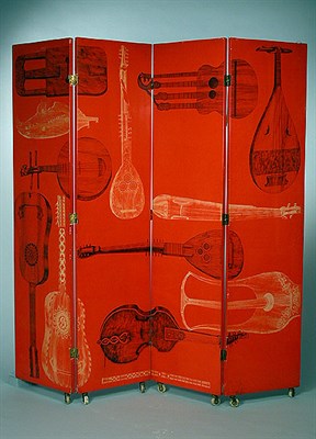 Lot 83 - Lacquered Four-Panel Screen Piero Fornasetti...