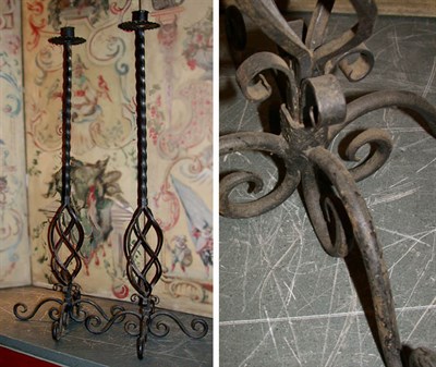 Lot 735 - Pair of Renaissance Revival Wrought Iron...