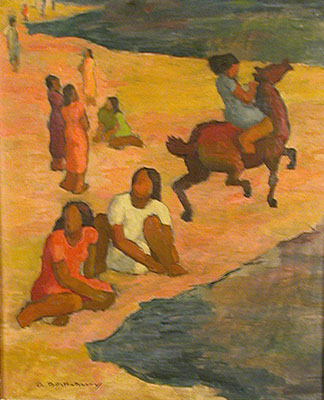 Lot 1 - Angel Botello Spanish, 1913-1986 FIGURES ON A...