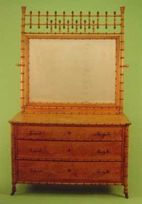 Lot 458 - Victorian Faux Bamboo Mirror-Back Maple Chest...