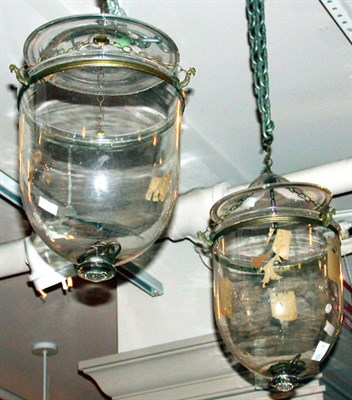 Lot 631 - Two Georgian Style Glass Bell Lanterns
