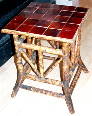 Lot 321 - Victorian Faux Bamboo Tile Top Side Table