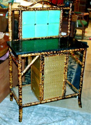 Lot 308 - Victorian Marble Top Bamboo and Rattan Tile...