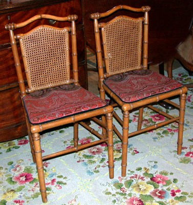 Lot 548 - Set of Four Victorian Faux Bamboo Caned Maple...