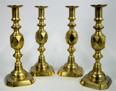 Lot 363 - Set of Four Brass Candlesticks Each standard...